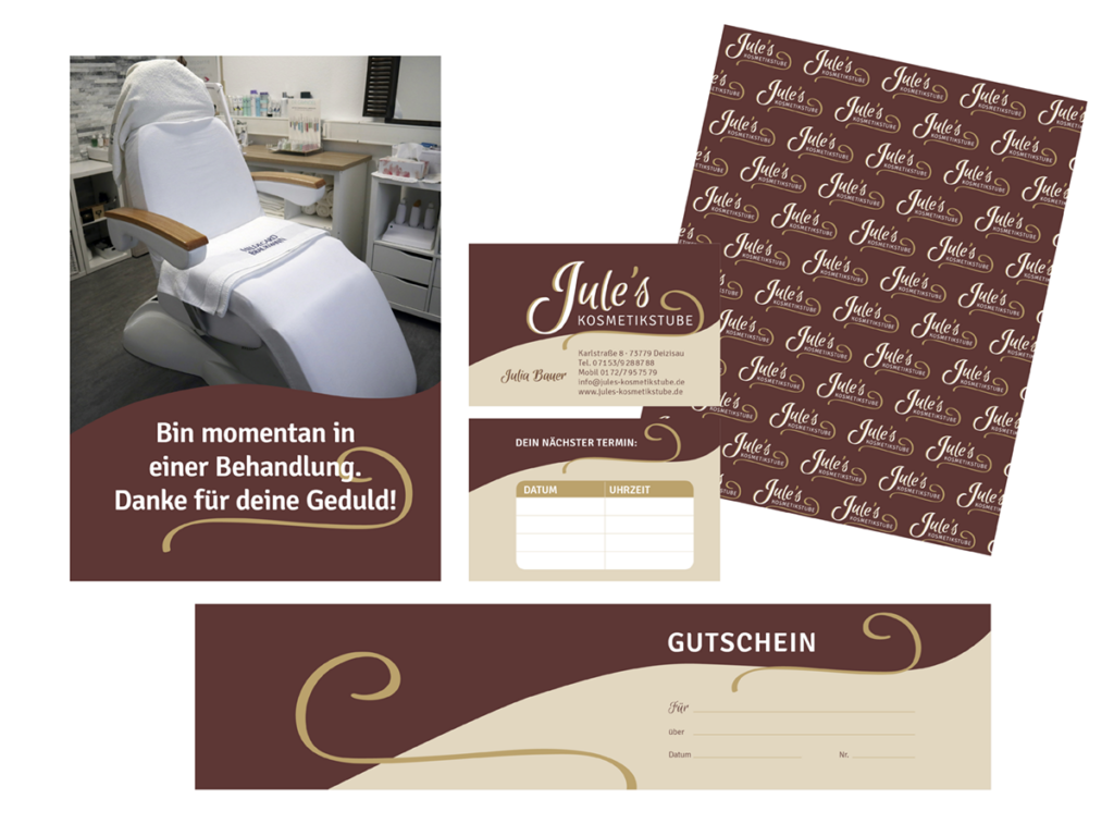 Jule's Kosmetikstube – Plakat, Gutschein, Visitenkarte, Geschenkpapier