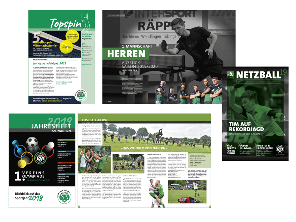 SV Nabern e.V. – Tennis-Newsletter, Jahresheft, Tischtennismagazin "NETZBALL"
